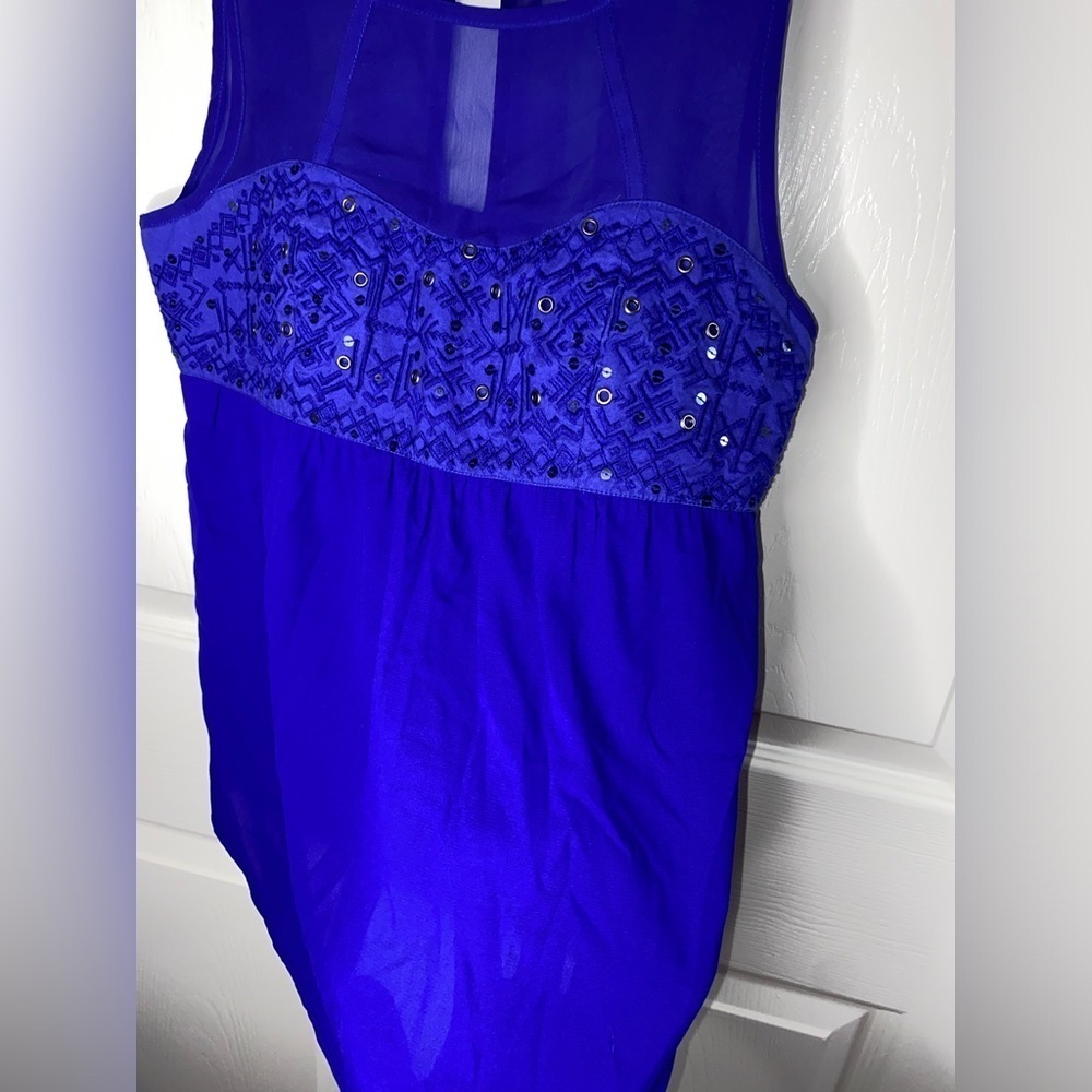 American Eagle Blue Sequin Tank Top, Size Small, Boho AEO - Picture 7 of 9
